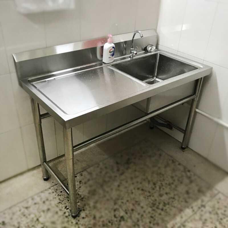 推荐新品水槽带支台操作手厨房双水槽切菜集成J柜K整体不锈钢洗架