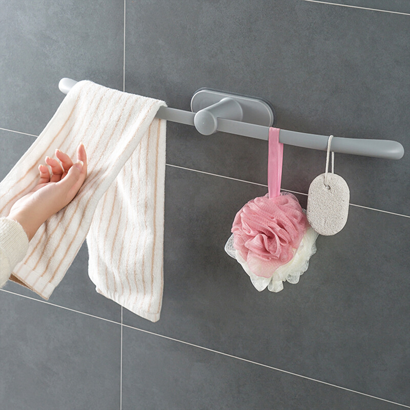简约毛巾架卫生间无痕收纳置物架浴室免打孔塑料创意单杆浴巾挂架