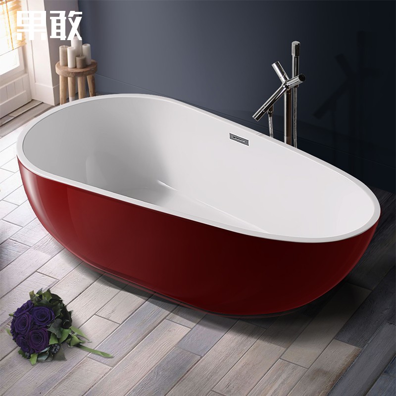 亚克力独立浴缸简约蛋形浴缸 欧薄边 独立式1.5 1.6 1.7米浴缸049