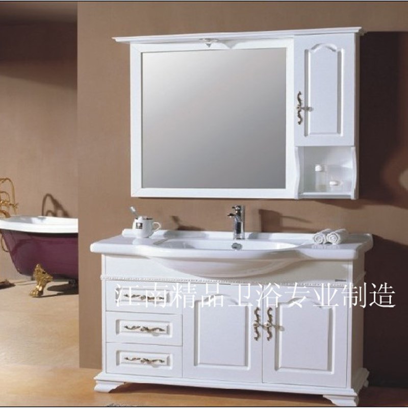 欧式美式橡木浴室柜组合实木浴柜洗脸盆柜洗手盆柜洗漱台XM8008