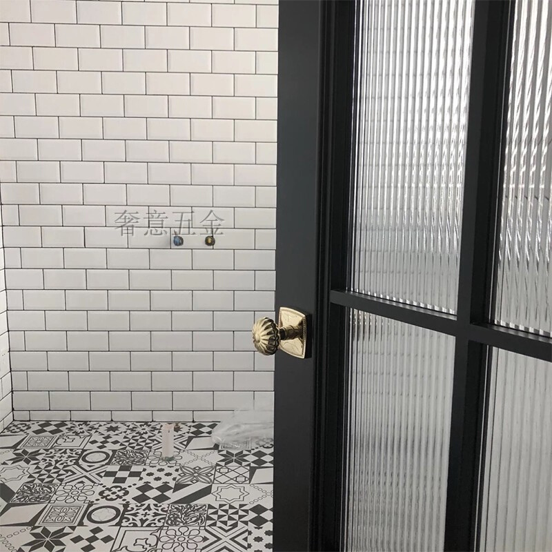 金色纯铜球型门锁 卫生间隔断门卫浴门锁 美式 北欧黄铜色门锁