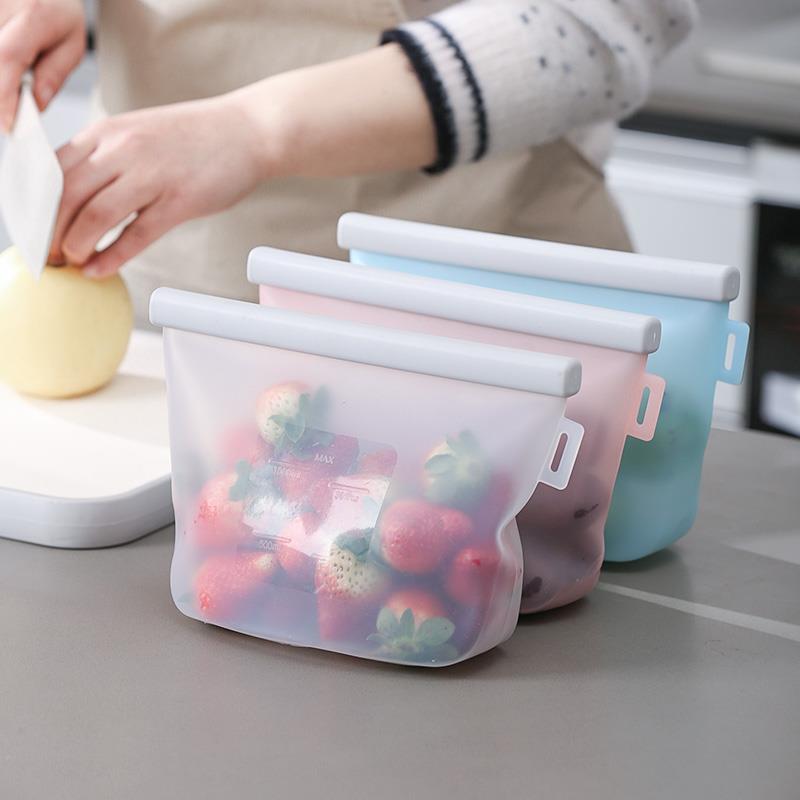 陌璃硅胶保鲜袋冰箱专用密封袋食品级家用自封密实袋蔬菜收纳袋子
