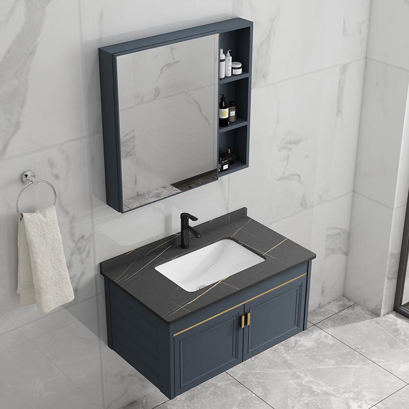 现代简约岩板洗手盆太空铝浴室柜组合卫生间洗脸洗面池一体洗漱台