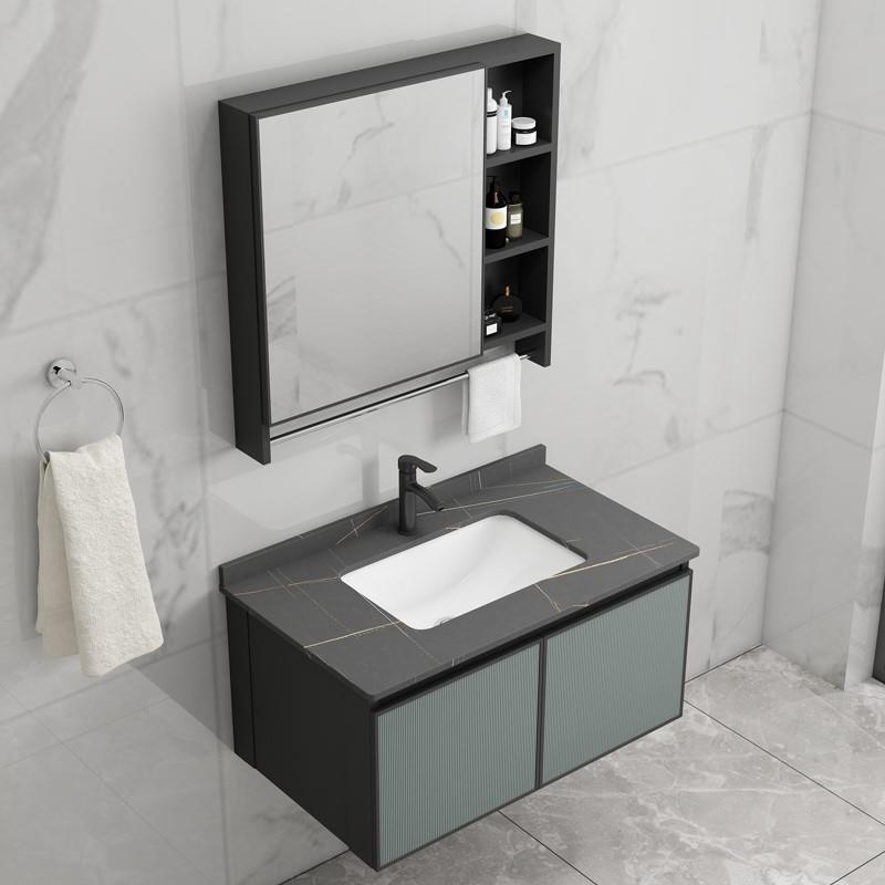 岩板太空铝洗手盆浴室柜组合现代简约卫生间一体陶瓷洗漱台洗脸盆