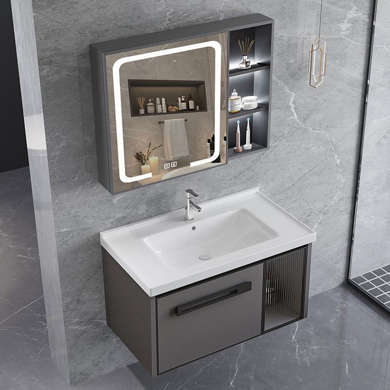 太空铝浴室柜组合小户型洗手盆卫生间洗脸面盆一体洗漱台现代简约