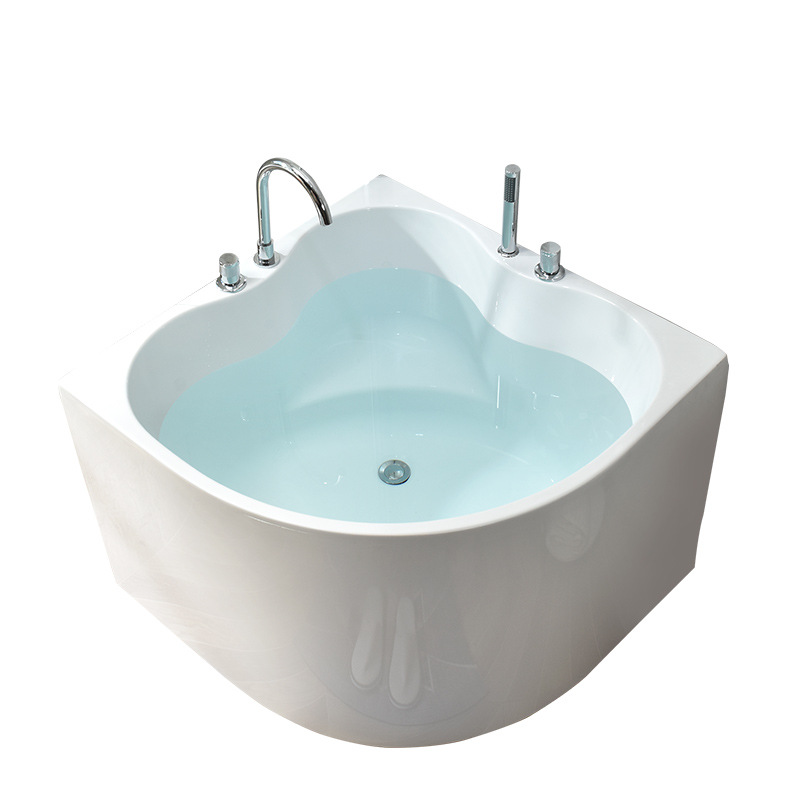 网红日式浴缸小户型家用成人三角浴缸坐式深泡扇形浴缸0.8-1米