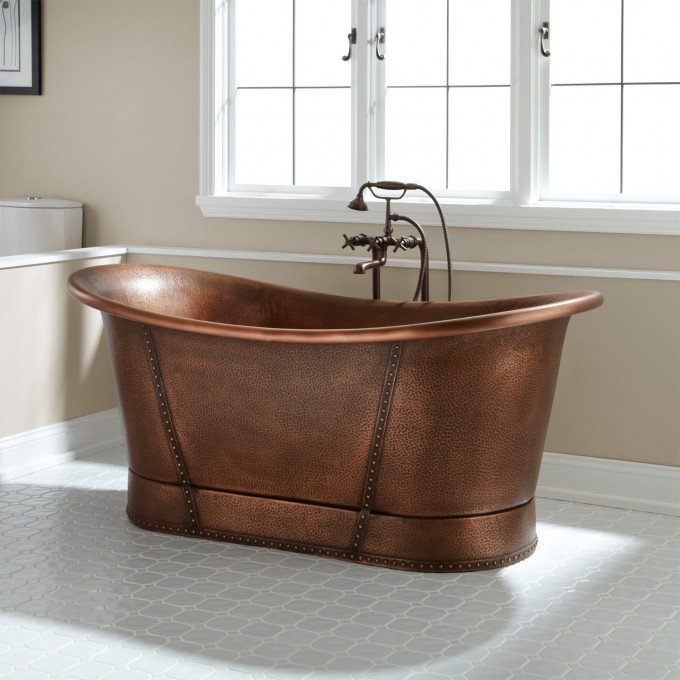 家用浴缸别墅洋房私家花园温泉水疗卫生间成人独立式成人铜洗澡盆