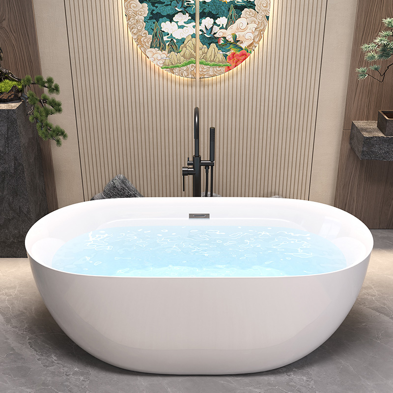 家用小户型浴缸恒温薄边浴缸独立式可移动亚克力无缝一体贵妃浴缸