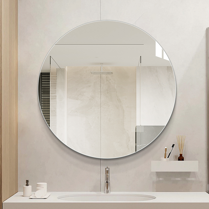简约圆形卫生间镜子壁挂式浴室镜正圆洗手间贴墙化妆镜挂墙卫浴镜
