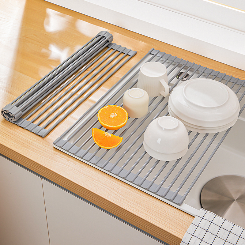 日本沥水碗盘架子多功能厨房置物架水槽水池台面洗碗碟收纳折叠垫