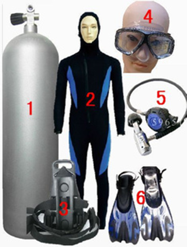 全套潜水装备12L氧气瓶呼吸器钢瓶套装水下打捞器材自由潜水设备