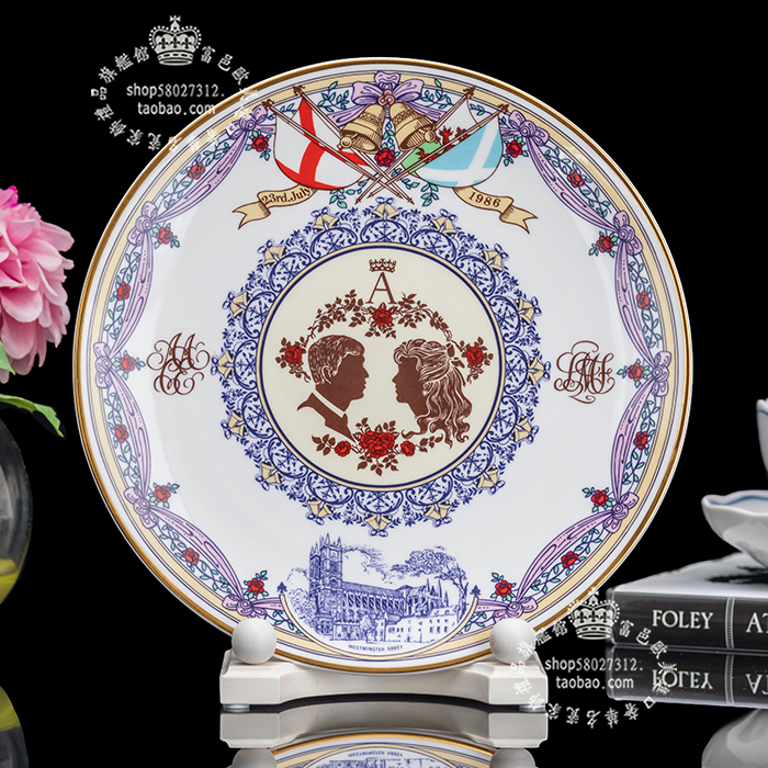 限量1500英国Caverswall世纪婚礼1986结婚纪念骨瓷盘挂盘装饰坐盘