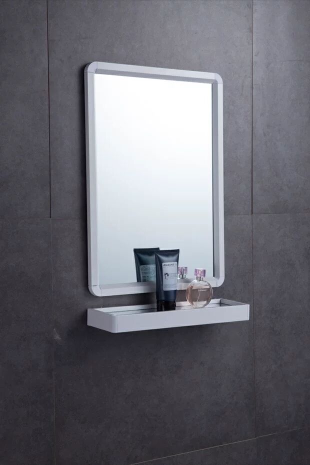 浴室镜子洗手间梳妆镜卫生间壁挂防水化妆方形带置物架悬挂卫浴镜