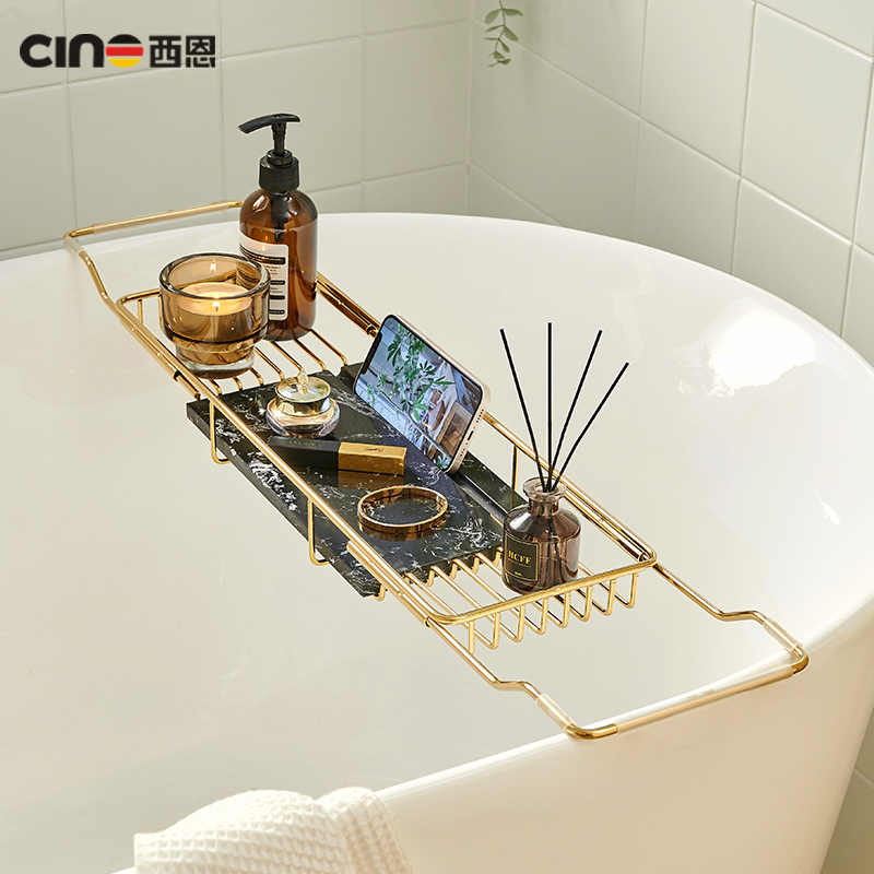可伸缩浴缸置物架多功能卫生间置物架轻奢风泡澡平板手机托盘架子