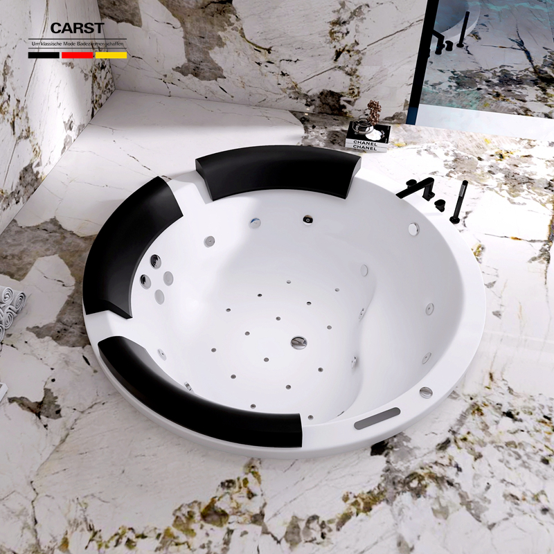 德国CARST卫浴嵌入式圆形按摩浴缸亚克力三人恒温加热冲浪浴盆