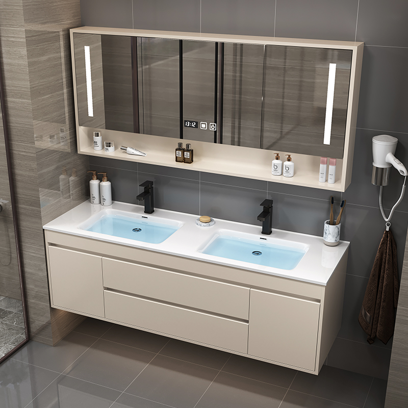 北欧简约设计师实木智能浴室柜组合洗漱台卫浴洗脸盆