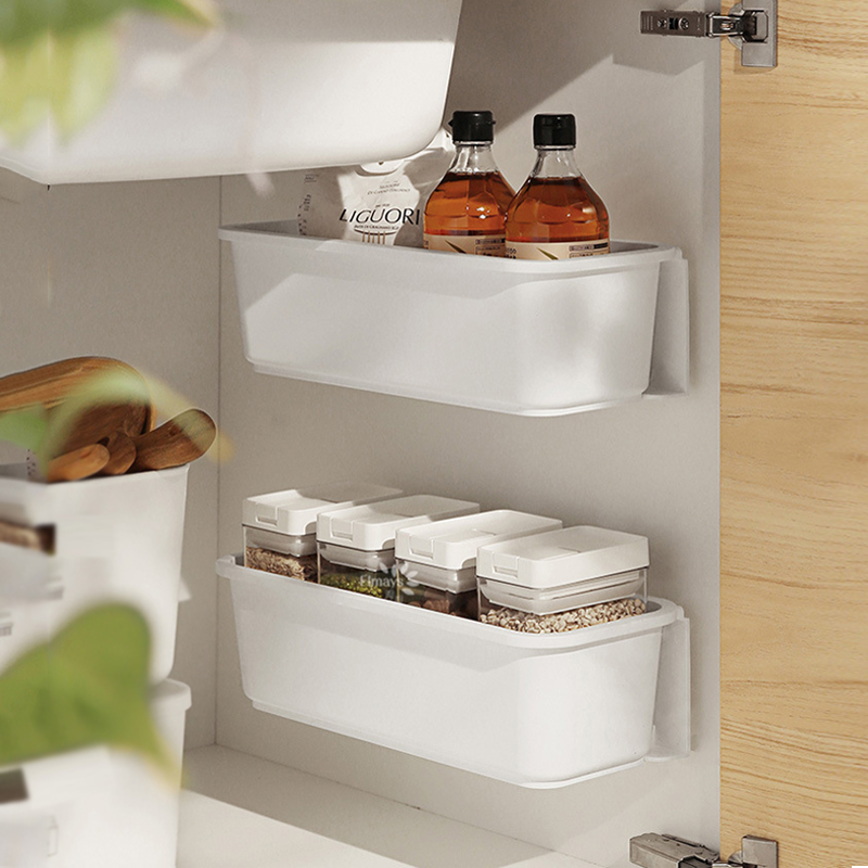 厨房橱柜整理收纳盒抽屉式壁挂免打孔下水槽置物架抽拉杂物收纳筐