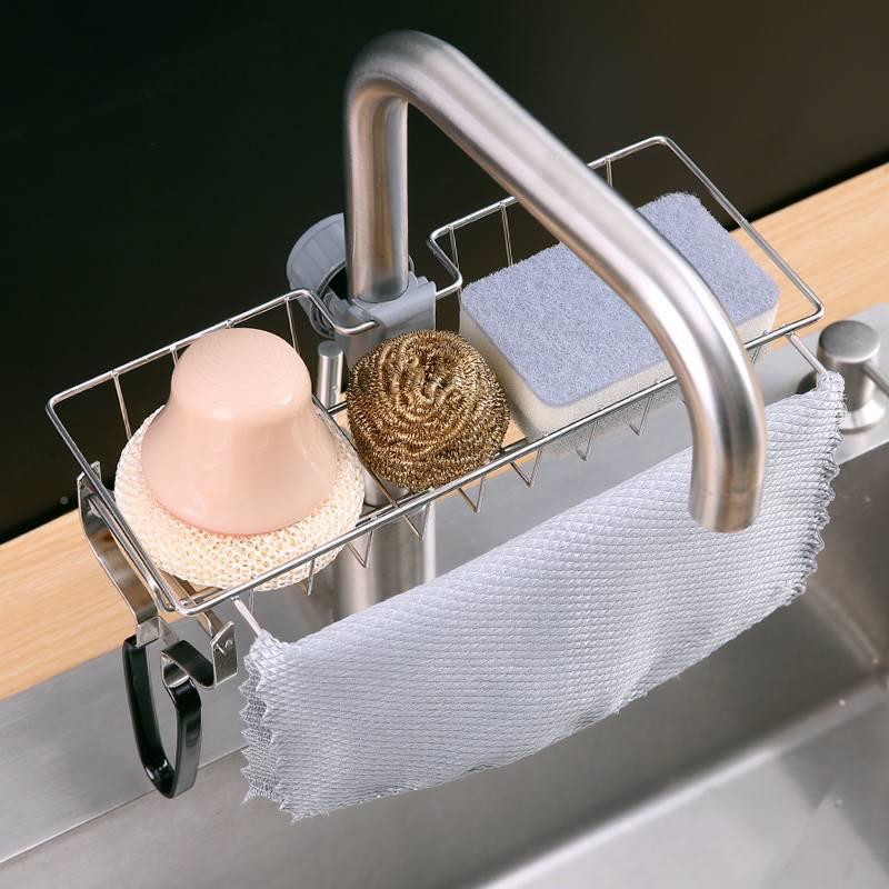 厨房水池纳镂空水架水沥龙头旋转洗碗海绵篮洁球置物水龙头置架抹