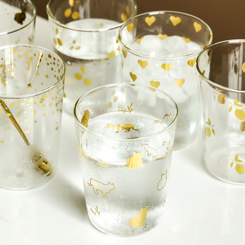 米喜米 星宠系列玻璃杯ins风清新办公室家用耐热玻璃水杯果汁杯