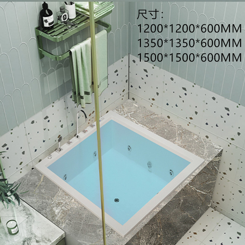 靓勒正方形亚克力浴缸 家用嵌入式小户型浴池 冲浪按摩恒温泡泡浴