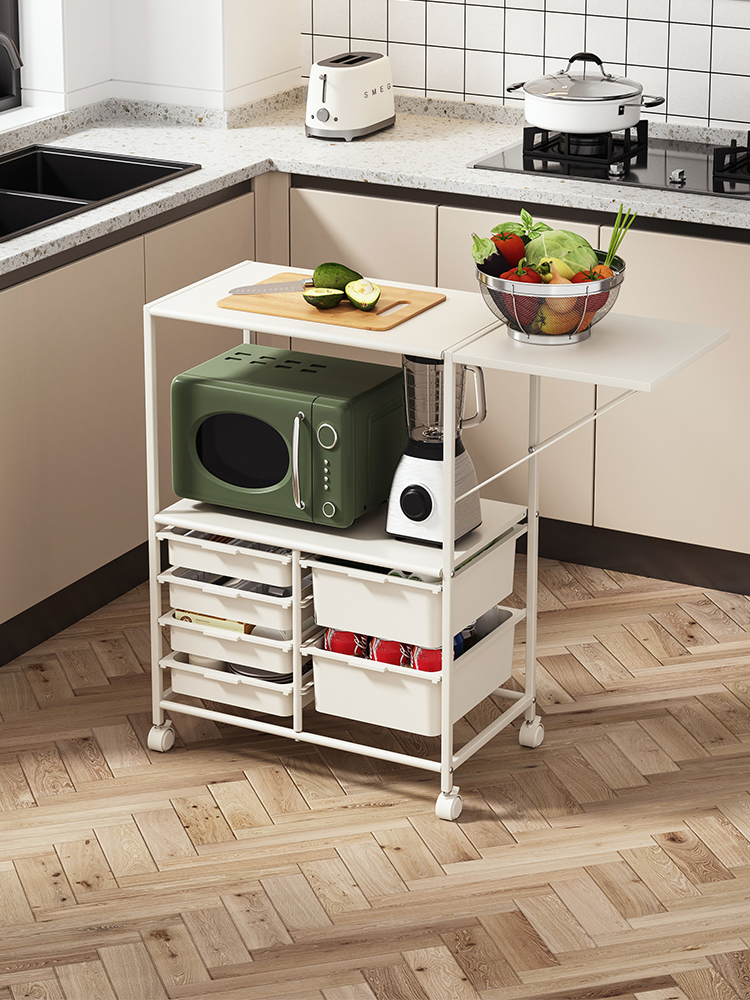 小户型家用餐边柜碗柜落地多功能储物柜子移动微波炉架厨房置物架