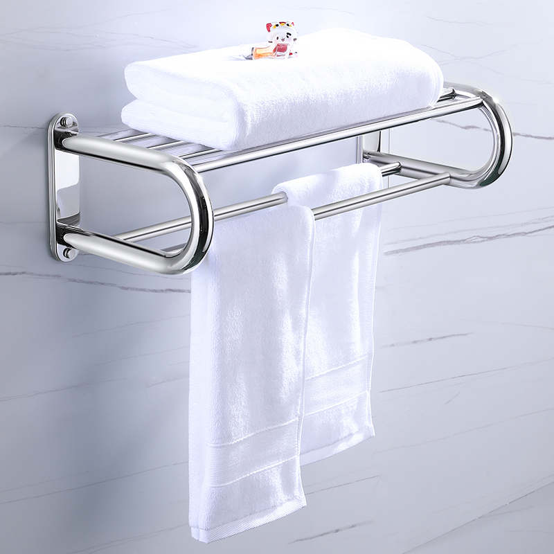 304卫生间挂衣毛巾杆毛巾架置物架浴巾架卫浴挂件欧式简约不锈钢