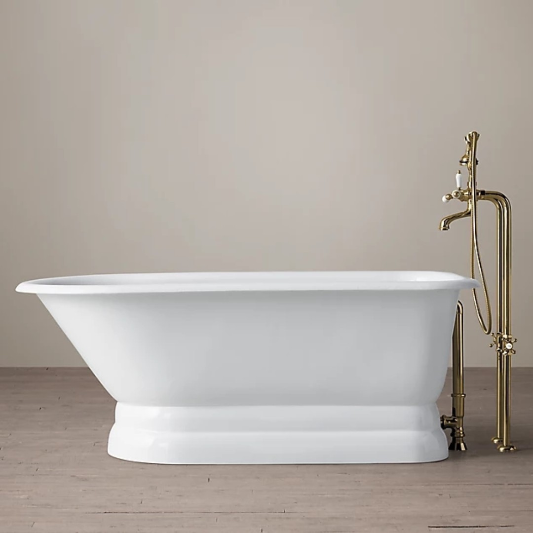 网红ins单头圆独立式铸铁浴缸1.5-1.7米带金属座落地欧式家用洗澡