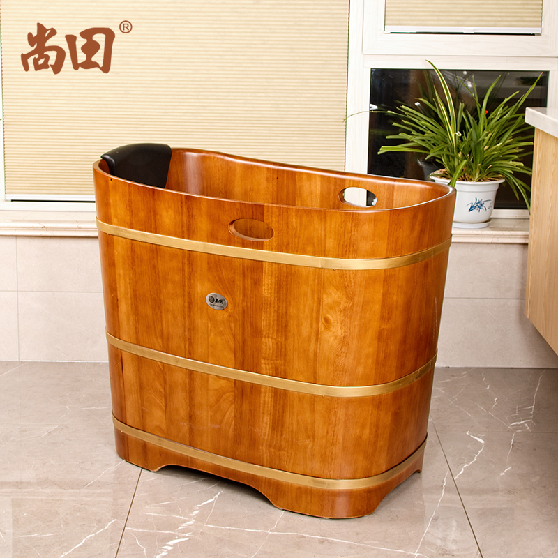 尚田泡澡木桶洗澡桶家用实木浴缸成人橡木沐浴桶方圆形浴盆明珠桶
