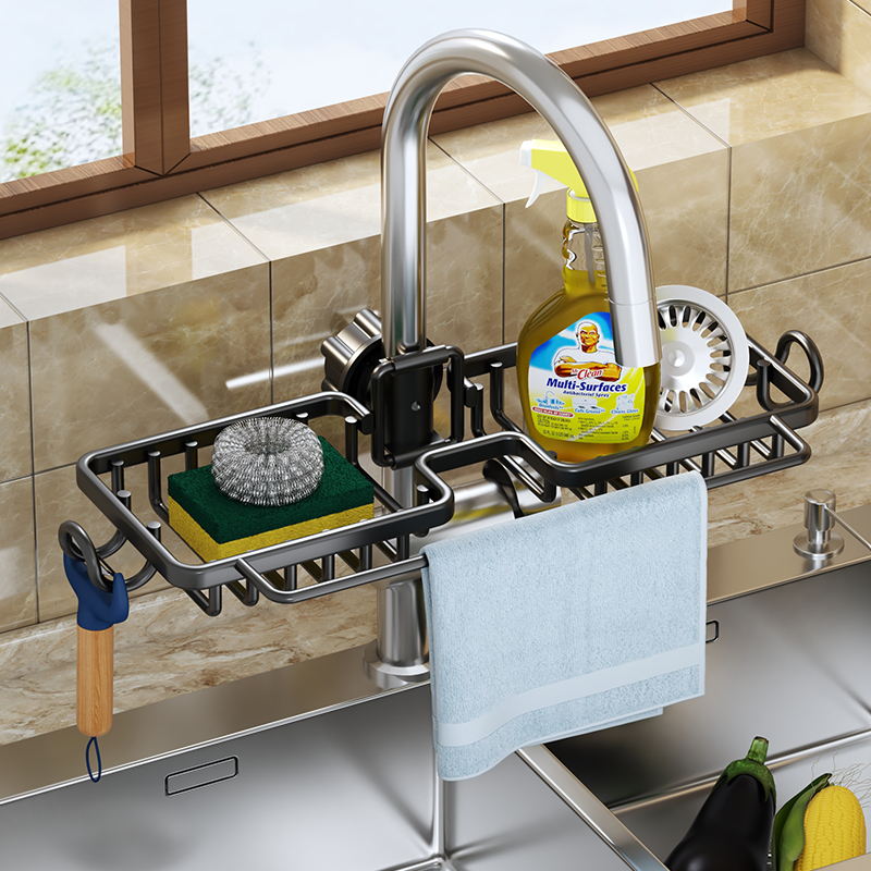 水龙头置物架厨房用品神器洗碗水槽池沥水篮钢丝球海绵抹布收纳架