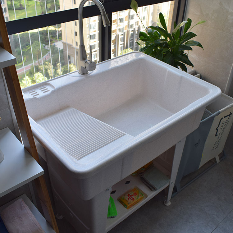 金友春塑料洗衣池家用阳台带搓板洗衣盆洗手池槽卫浴柜洗衣柜加厚