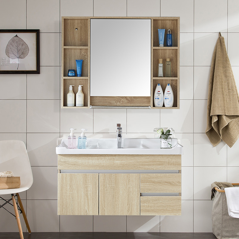 北欧风格浴室柜组合实木环保洗漱台洗手洗脸盆现代简约卫浴柜吊柜