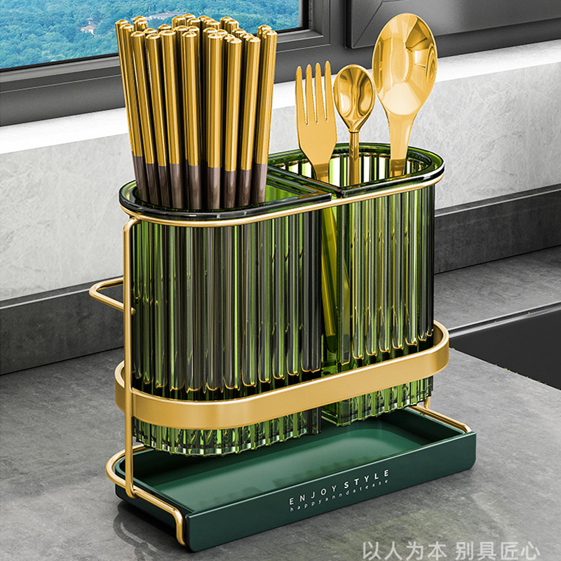 轻奢筷子置物架壁挂家用筷子筒厨房家庭沥水刀具收纳盒筷子篓筷笼