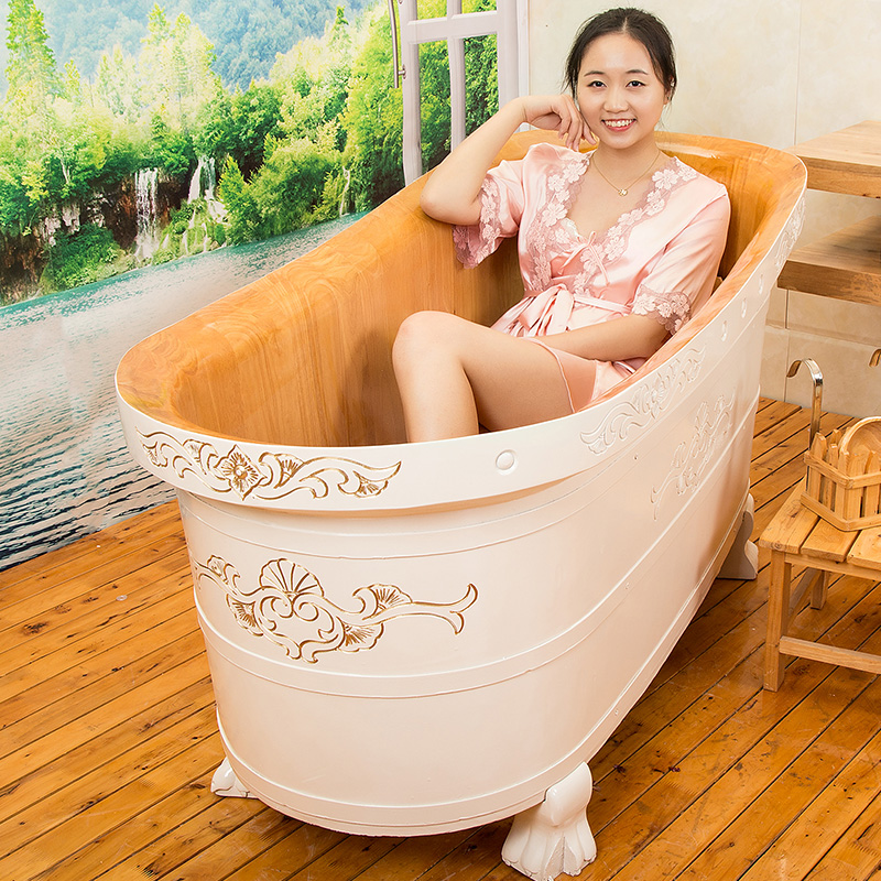 瀚匠橡木浴桶成人泡澡桶 加厚实木木桶洗澡盆家用木质泡澡桶浴缸