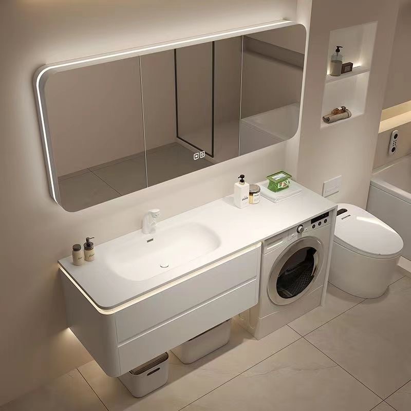 可丽耐一体盆现代新中式浴室柜实木卫生间洗漱台洗脸盆组合洗衣机