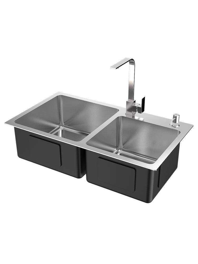 不锈钢水槽双槽洗菜盆加厚手工拉丝304水池厨房洗碗槽家用洗菜池