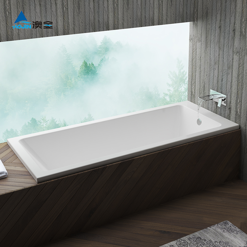 澳金嵌入式浴缸亚克力家用小1米4深1.5 米1.6亮光1.7成人简易浴缸
