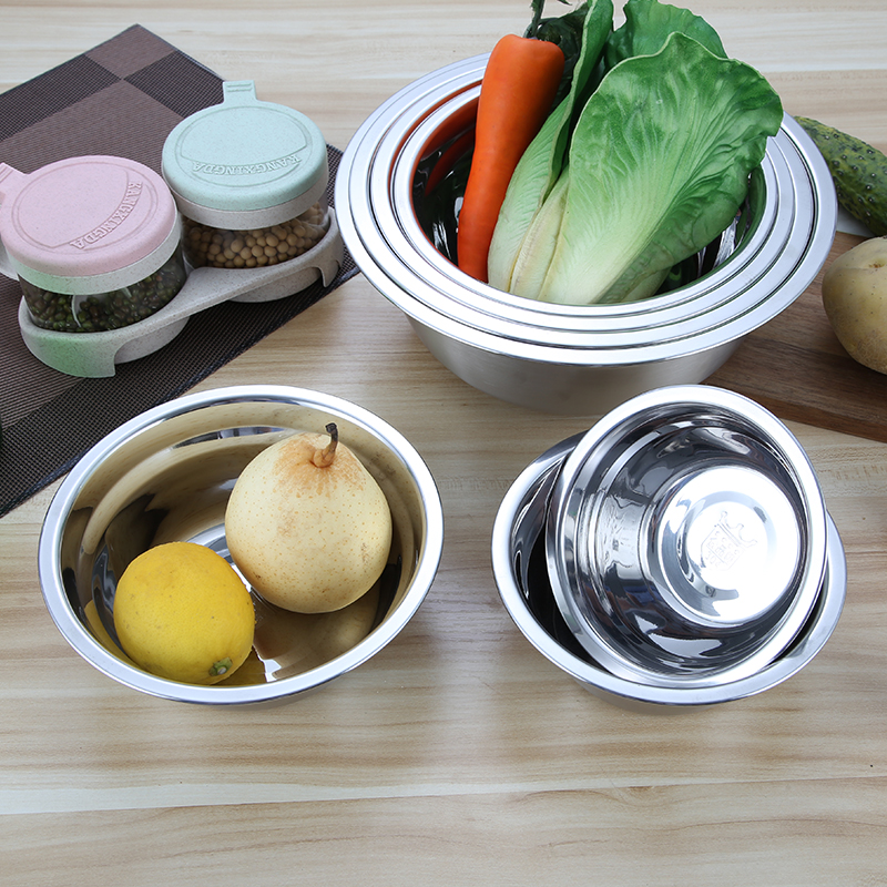 免费刻字304不锈钢盆子家用调料缸汤盆和面盆洗菜盆沙拉单层碗