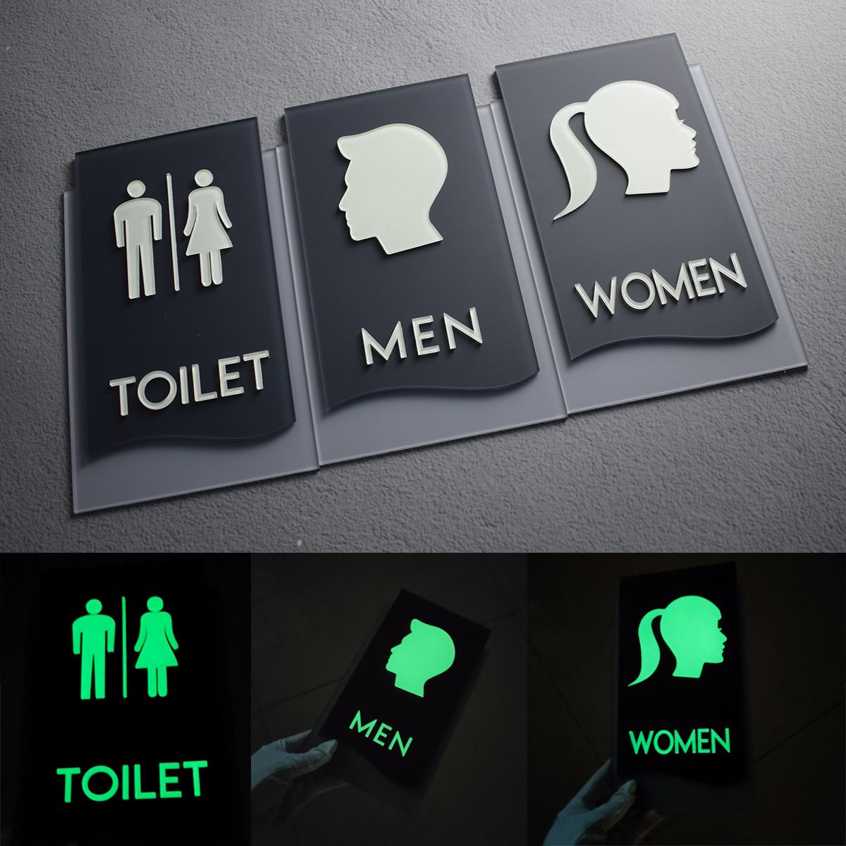 男女厕所标志卫生间指示牌夜光创意门牌个性自发荧光洗手间标识牌