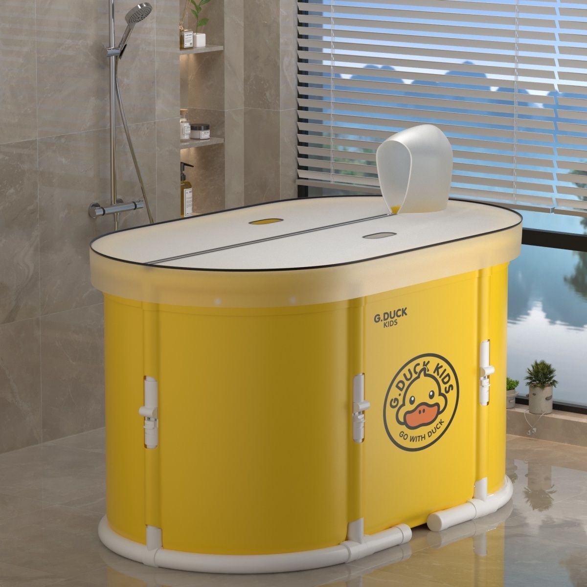 正品小黄鸭免安装折叠浴缸大号保温泡澡桶成人家用洗澡桶加厚加棉