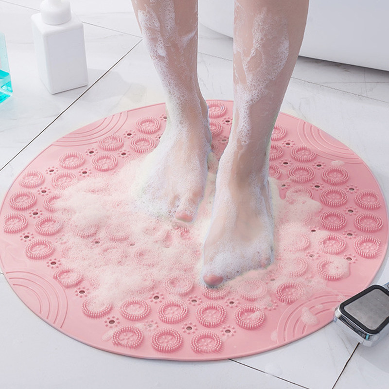 圆形浴室垫防滑垫环保家用淋浴房镂空疏水吸盘地垫卫浴按摩脚垫子