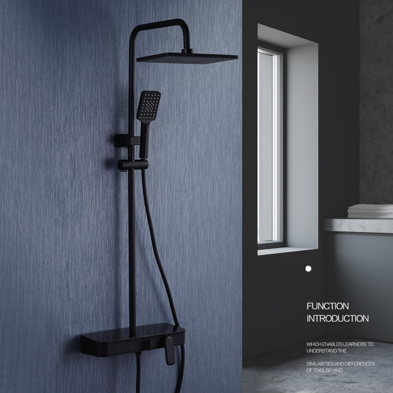 德国品质家用黑色淋浴花洒套装全铜增压式恒温淋浴器浴室淋雨喷头