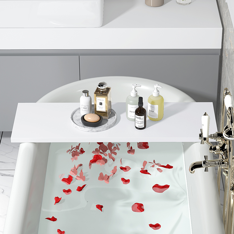 浴室浴缸上的置物架卫生间台面收纳托盘隔板网红实木挡板实用好物