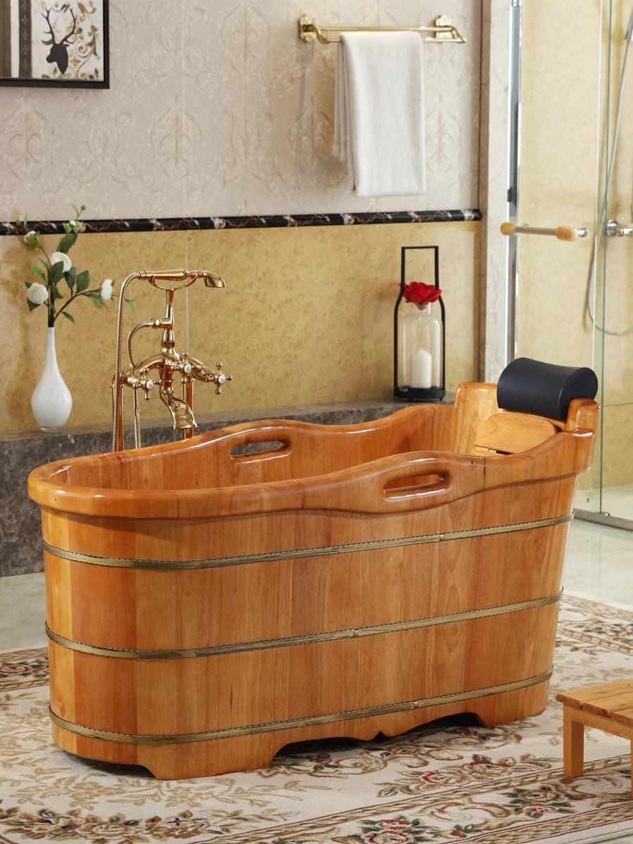 美容院橡木泡澡木桶泡澡桶家用沐浴桶浴桶成人木质浴缸泡澡盆