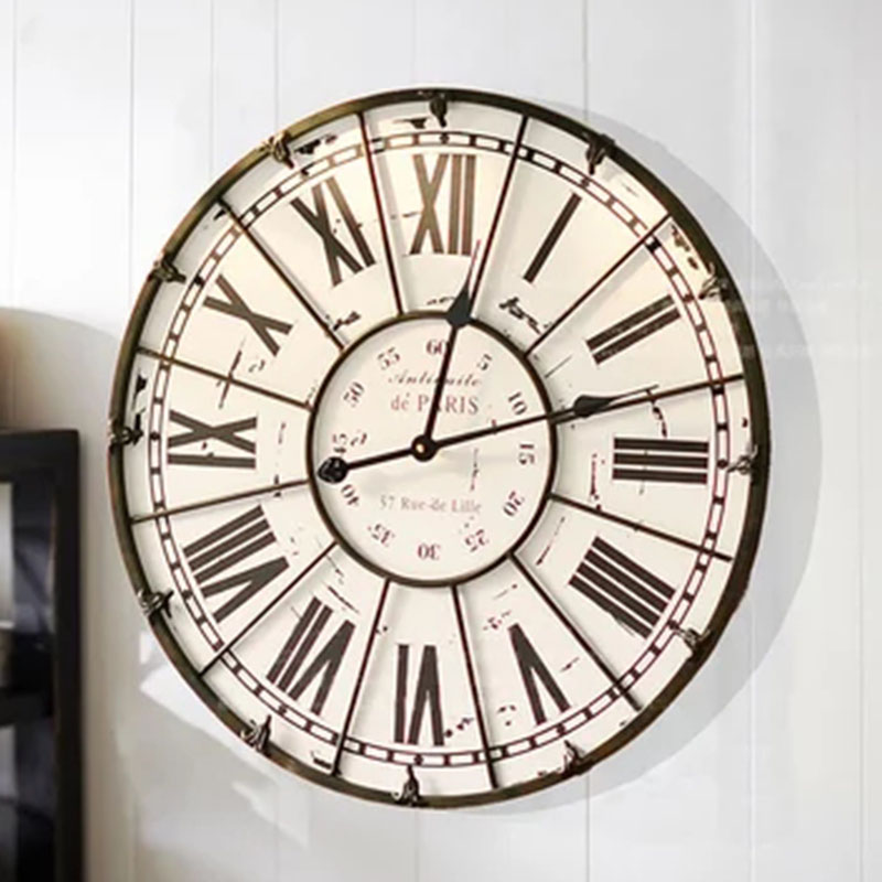 法式罗马风铁艺复古钟表挂钟家用客厅创意怀旧静音钟机芯机械摆钟