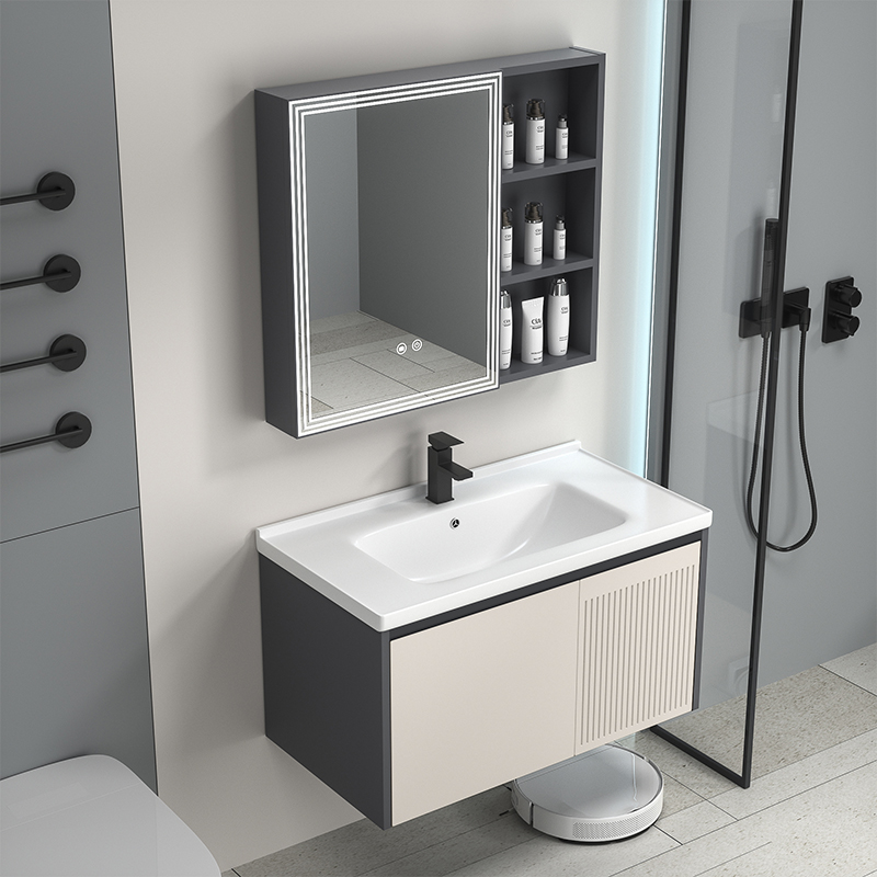 现代品牌太空铝浴室柜组合套装简约卫生间洗手台洗漱脸盆智能柜镜