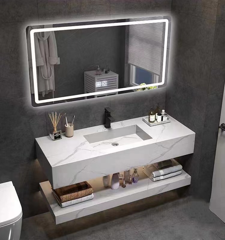 轻奢岩板浴室议题柜智能镜柜现代简约卫生间厕所洗脸洗手池洗漱台