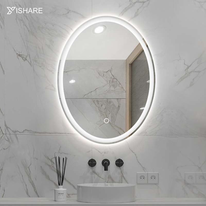 Yishare浴室led带灯镜子智能厕所卫浴镜椭圆化妆镜壁挂卫生间镜子