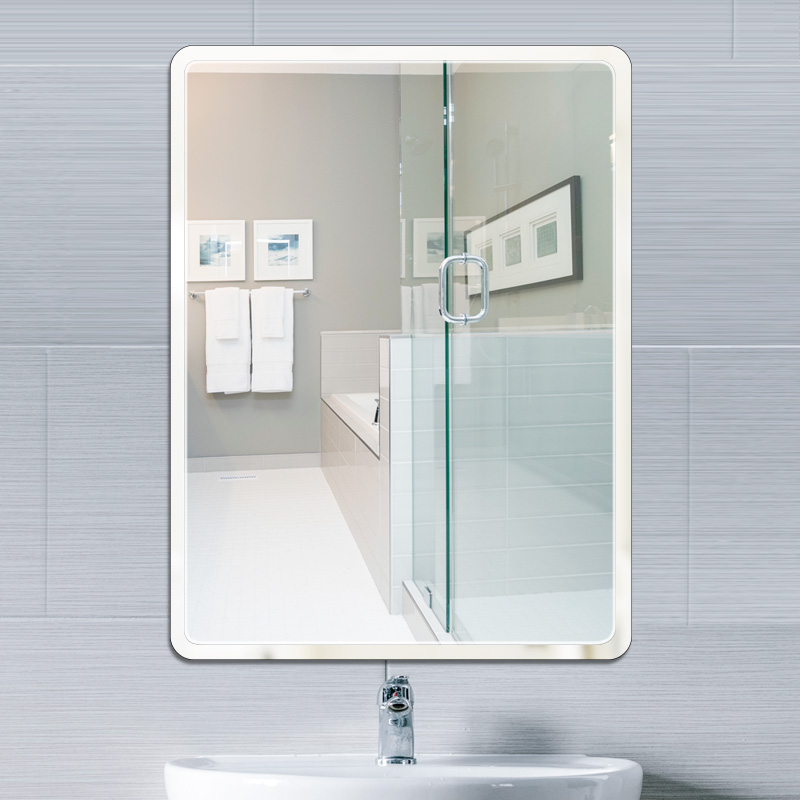 浴室镜子免打孔无框卫浴镜壁挂洗手间镜贴墙圆角卫生间化妆镜定制