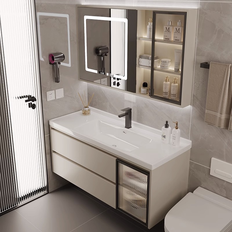 陶瓷一体盆智能浴室柜组合简约现代卫生间洗漱台洗手池洗脸盆柜