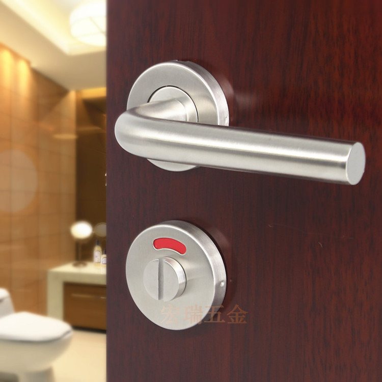 公共卫生间门锁 304不锈钢指示锁 洗手间锁 办公卫浴锁红绿隔断锁